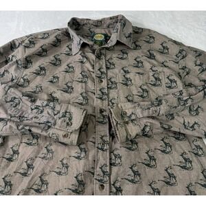 Cabelas Shirt Mens XLT Flannel Shirt Deer Bucks AOP Soft Chamois Hunting Cotton